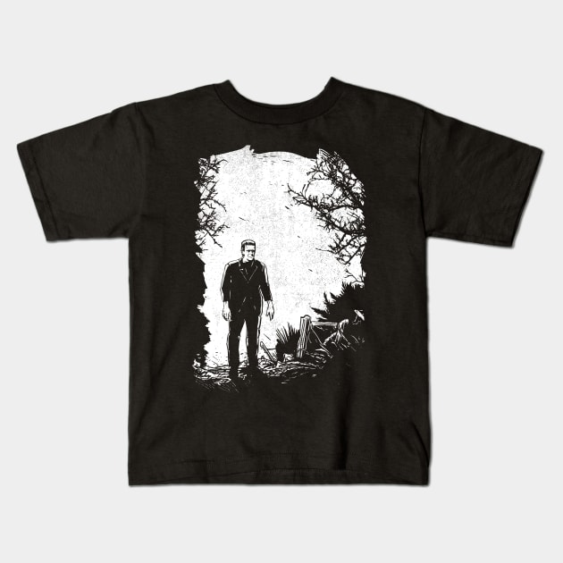 Frankenstein Monster Kids T-Shirt by UNDERGROUNDROOTS
